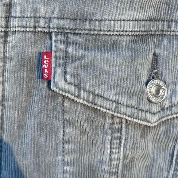 Vintage Y2K Levis Grey Corduroy Sherpa Lined Relaxed Trucker Jacket~XL~ - Picture 2 of 8